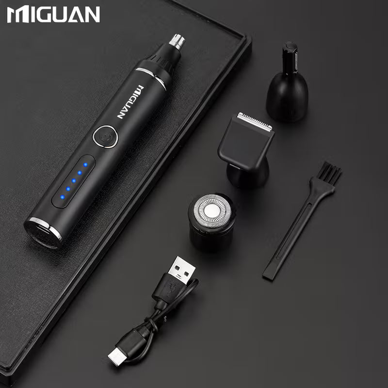 4-in-1 USB Grooming Kit – Nose, Ear, Beard & Eyebrow Trimmer for Men