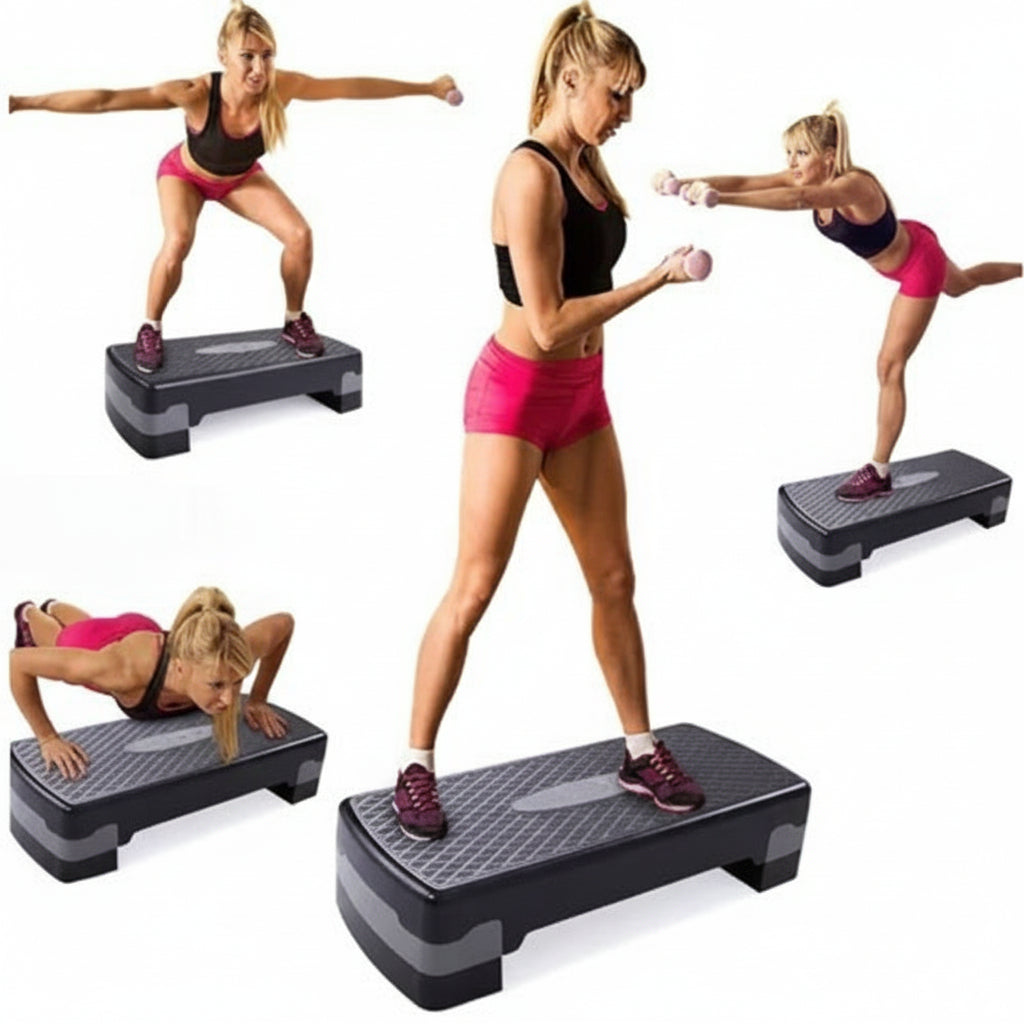 Large Triple Height Fitness Step Board for Home & Gym Workouts