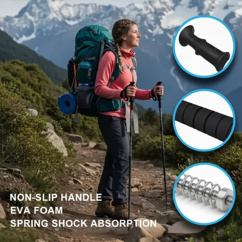 Three-Section Aluminium Alloy Trekking Pole Adjustable Ultra Light