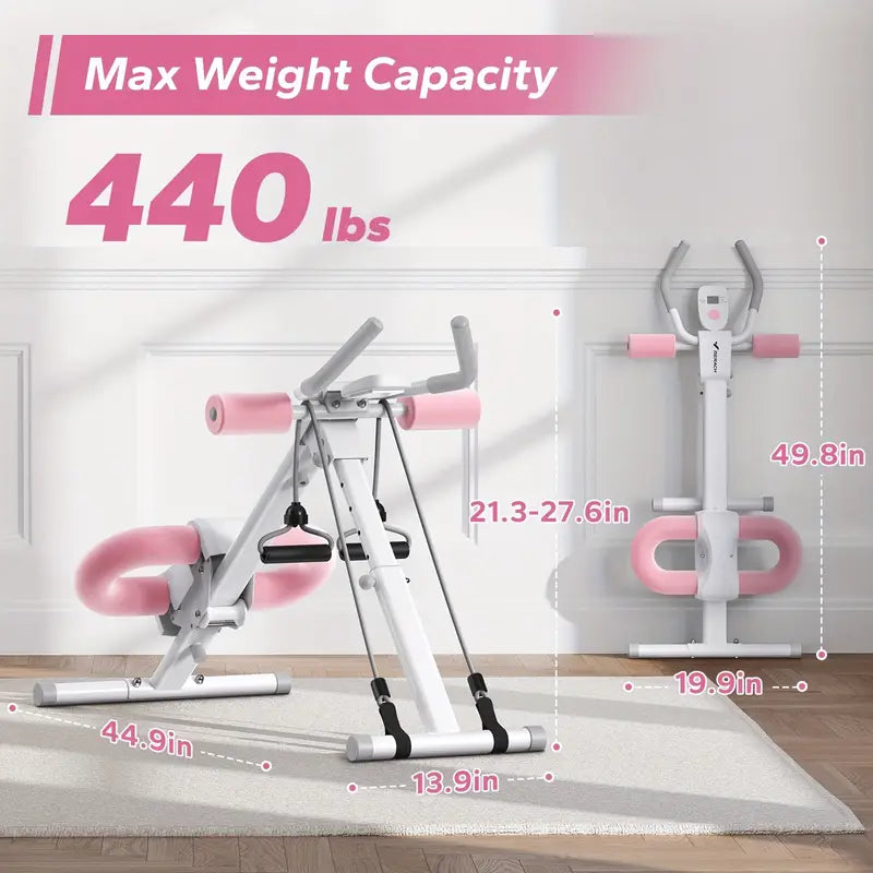 MERACH Adjustable Ab Trainer Foldable Machine for Abs Workout at Home Gym - White