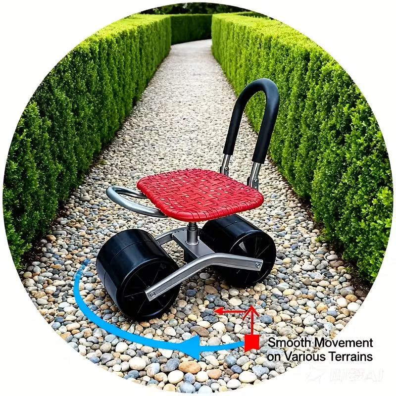 Gardening Stool with Wheels | Rolling Garden Workbench Chair with Casters | Adjustable & No Assembly Required