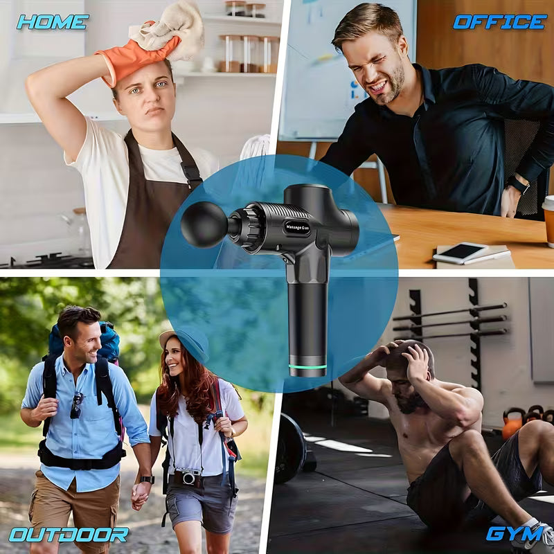 Deep Tissue Massage Gun – 10 Percussion Heads with Quiet Motor