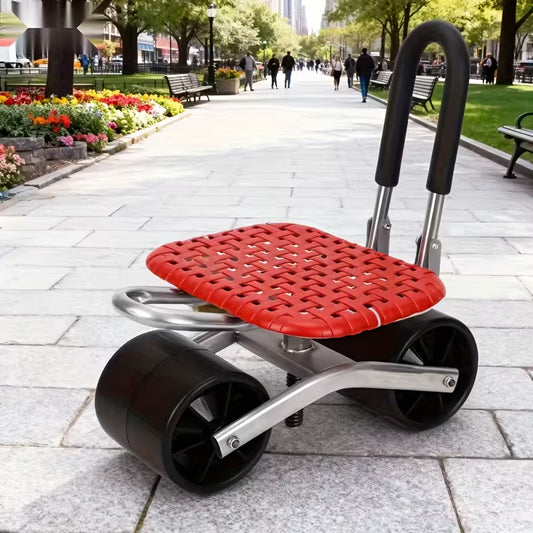 Gardening Stool with Wheels | Rolling Garden Workbench Chair with Casters | Adjustable & No Assembly Required