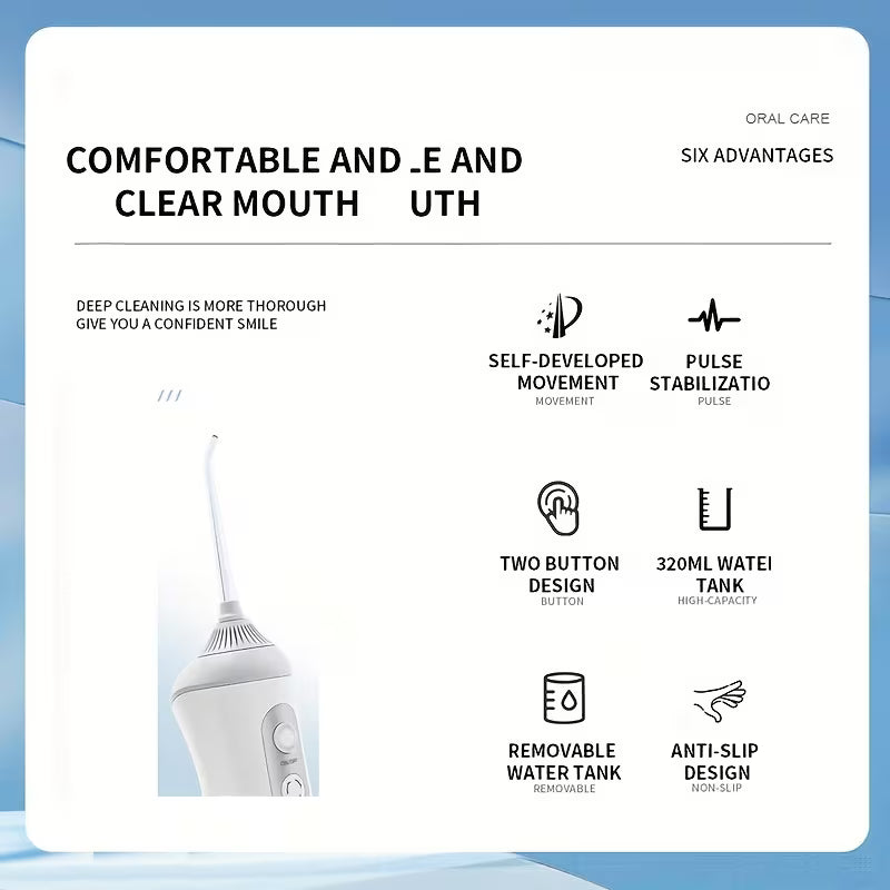 MORX USB Rechargeable Water Flosser – 320ML Portable Oral Cleaner