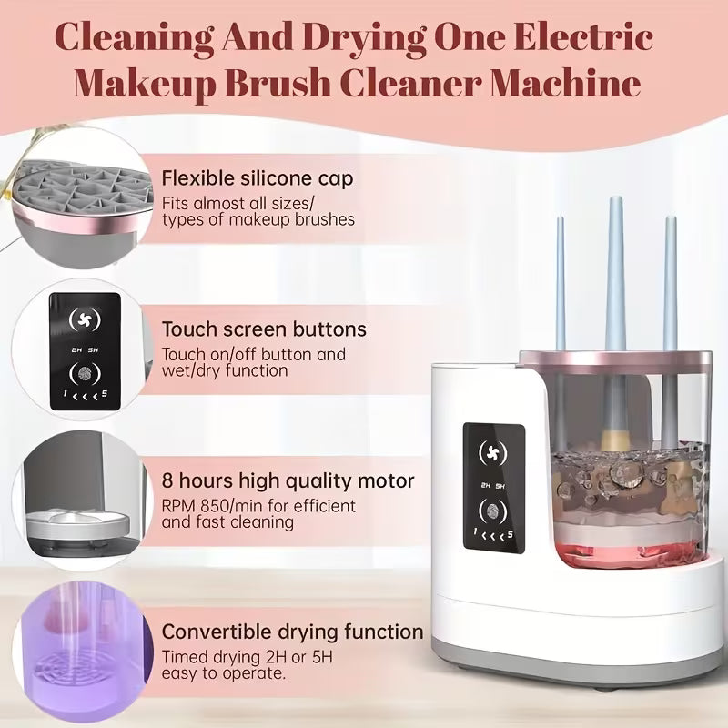 2-in-1 Electric Makeup Brush Cleaner & Dryer – USB Auto Spin