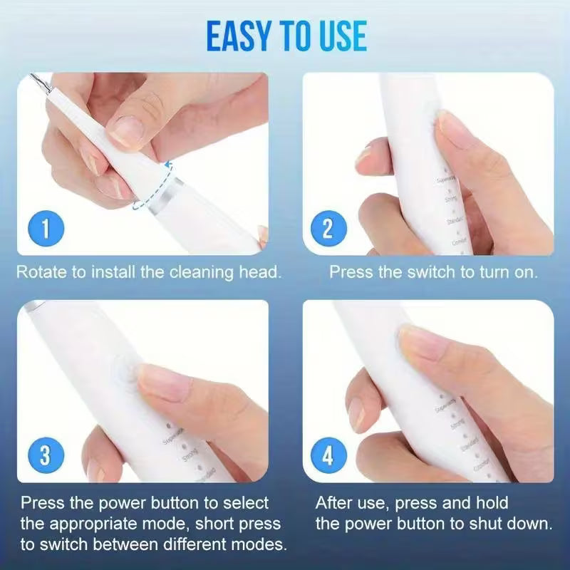 USB Rechargeable Electric Teeth Cleaner – 5-Mode Plaque & Tartar Remover Dental Care Kit