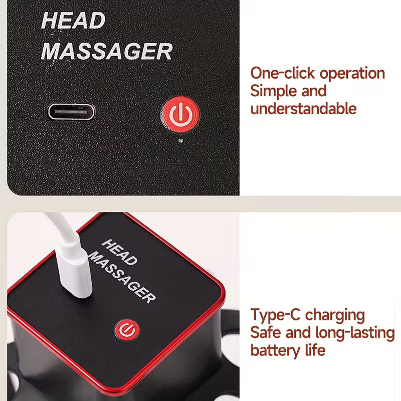 USB Rechargeable 3-Speed Electric Octopus Scalp Massager for Portable Stress Relief.