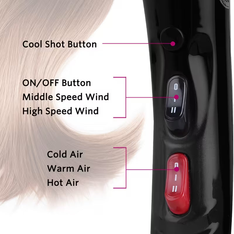Professional Salon Hair Dryer 1300W – Negative Ionic Fast-Dry Blow Dryer
