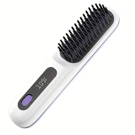 Cordless Hair Straightener Brush – Rapid Heating, Travel-Friendly Styling Tool