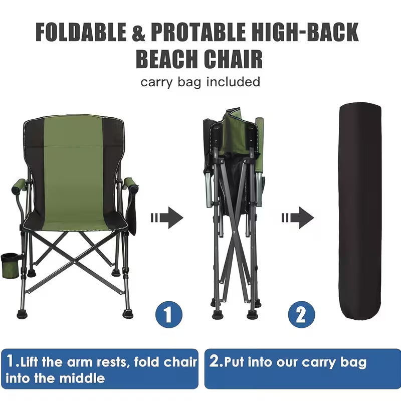 Heavy-Duty Folding Camping Chair – High Back & Cup Holder