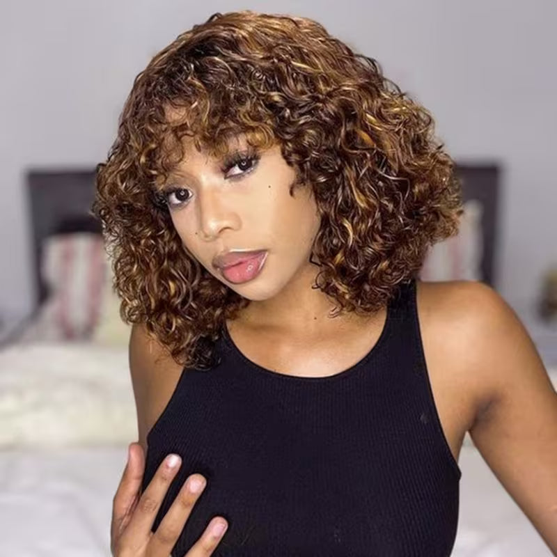 Blonde Balayage Brazilian Bob Wig – Deep Wave, 200% Density