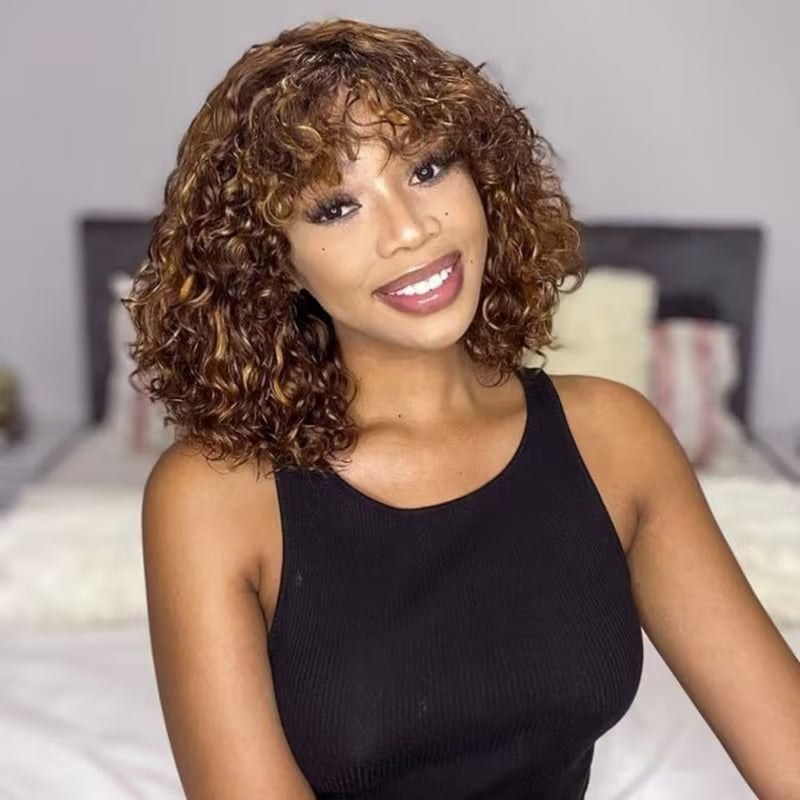 Blonde Balayage Brazilian Bob Wig – Deep Wave, 200% Density