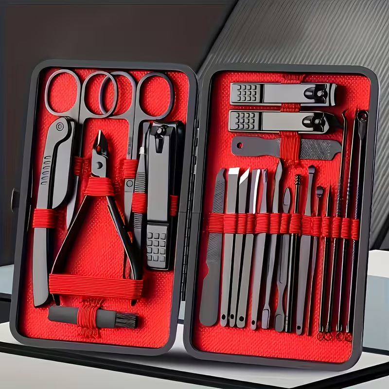 Luxury Manicure & Pedicure Set (7/10/24pcs) – Stainless Steel Nail Care Kit with Travel Case
