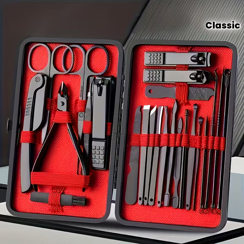 Luxury Manicure & Pedicure Set (7/10/24pcs) – Stainless Steel Nail Care Kit with Travel Case