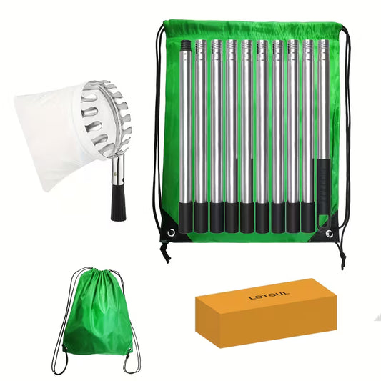 3.35m Telescopic Fruit Picker Pole with Basket – Adjustable Stainless Steel