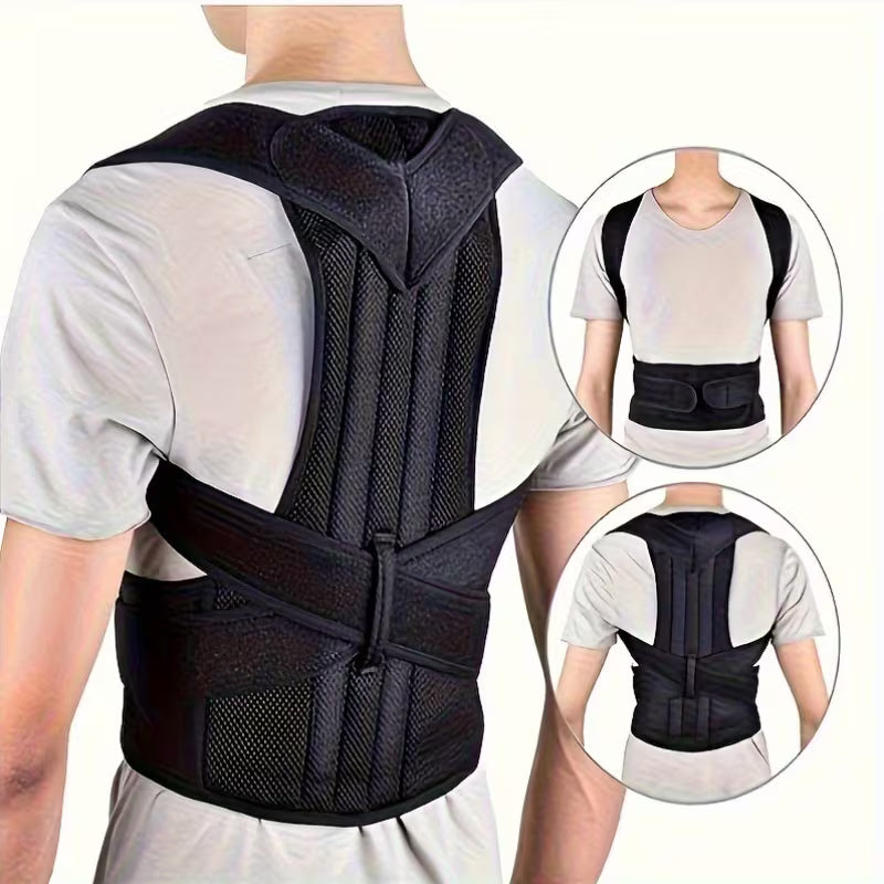 Black Adjustable Adult Back Support Belt & Posture Corrector