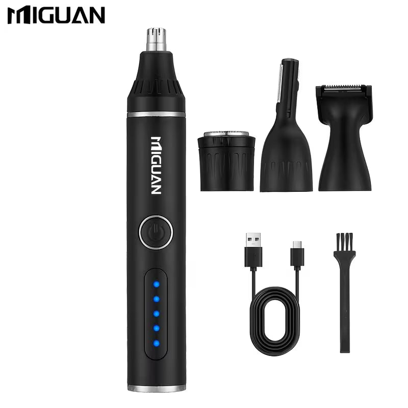 4-in-1 USB Grooming Kit – Nose, Ear, Beard & Eyebrow Trimmer for Men