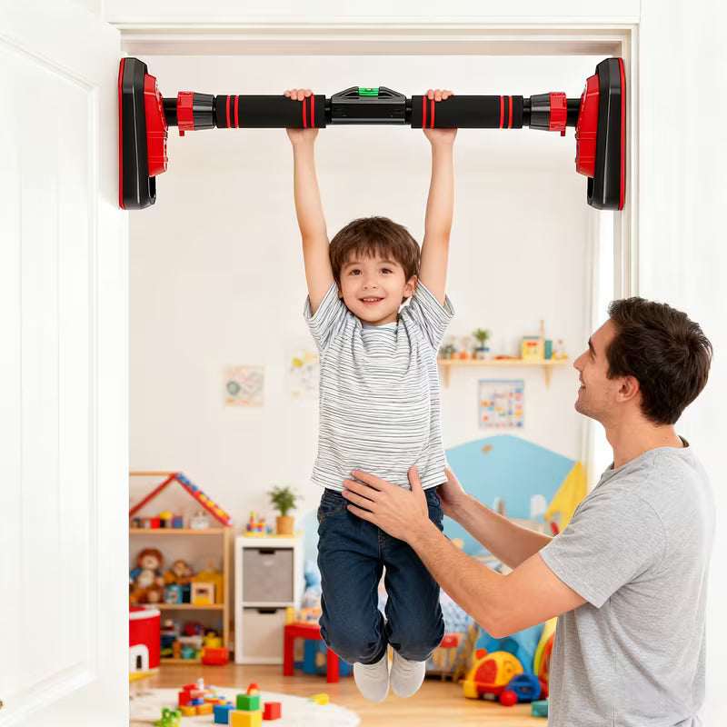 Adjustable No-Drill Door Pull-Up Bar with Level Meter