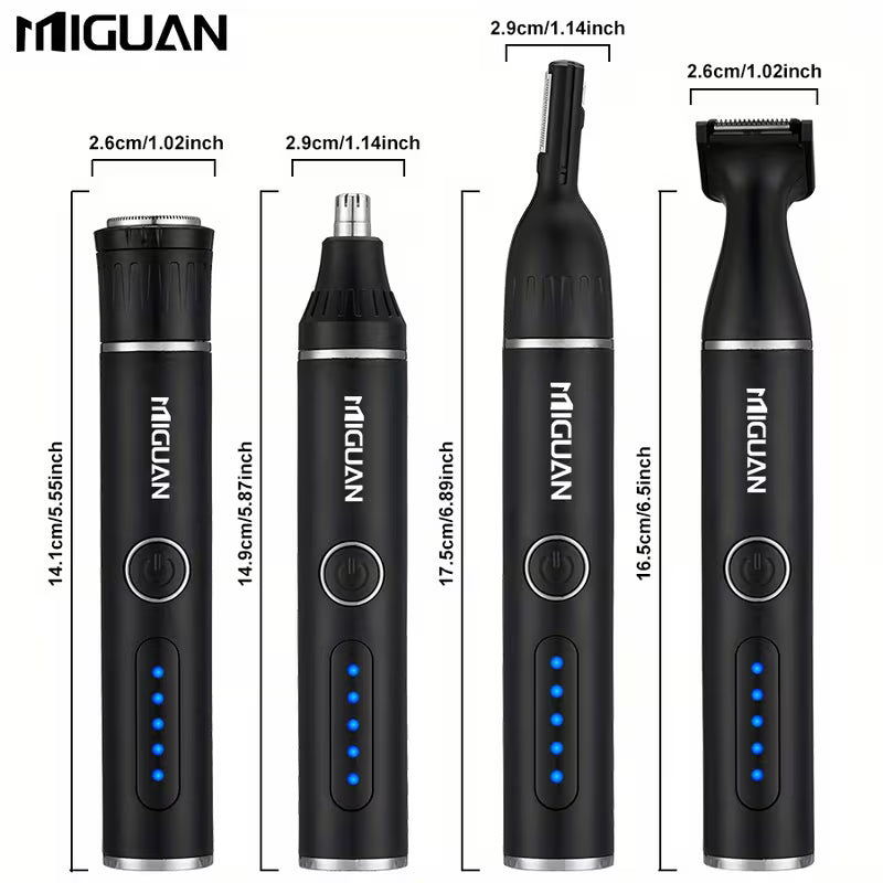 4-in-1 USB Grooming Kit – Nose, Ear, Beard & Eyebrow Trimmer for Men