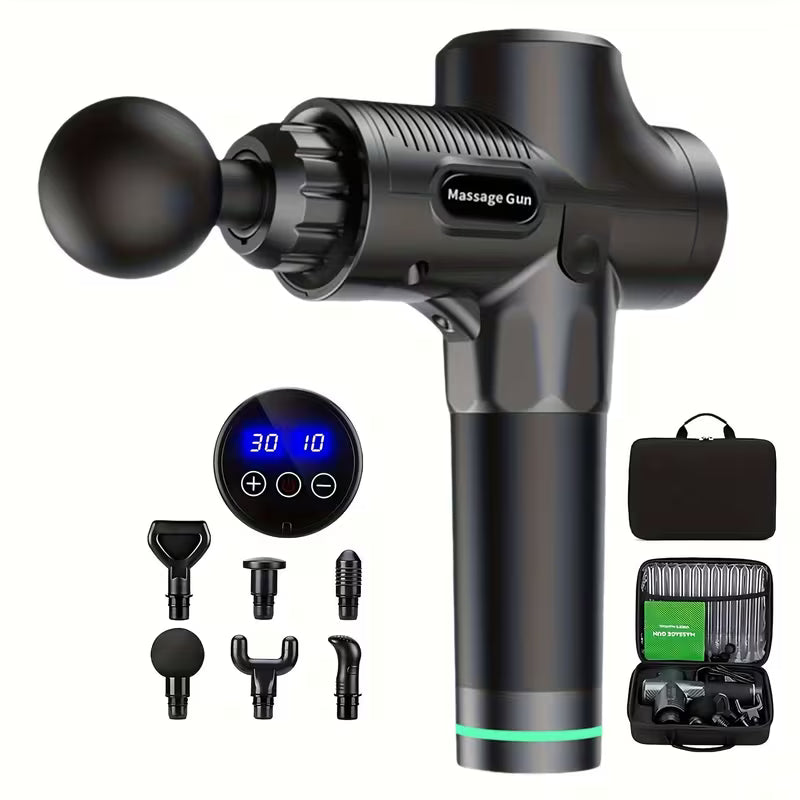 Deep Tissue Massage Gun – 10 Percussion Heads with Quiet Motor