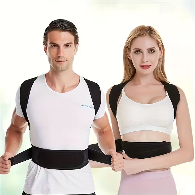 Black Adjustable Adult Back Support Belt & Posture Corrector
