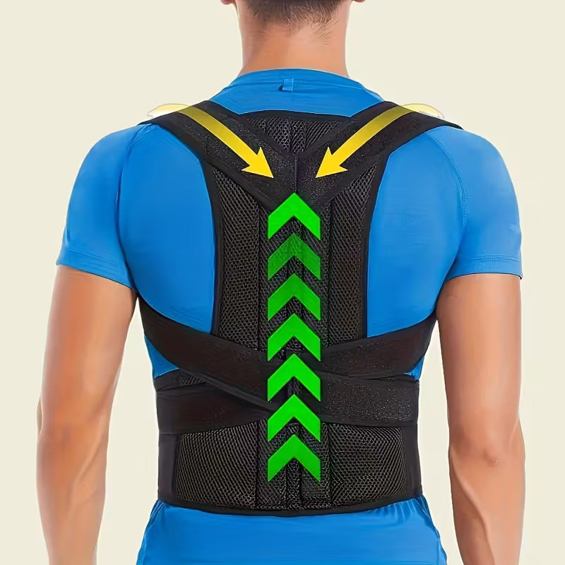 Black Adjustable Adult Back Support Belt & Posture Corrector