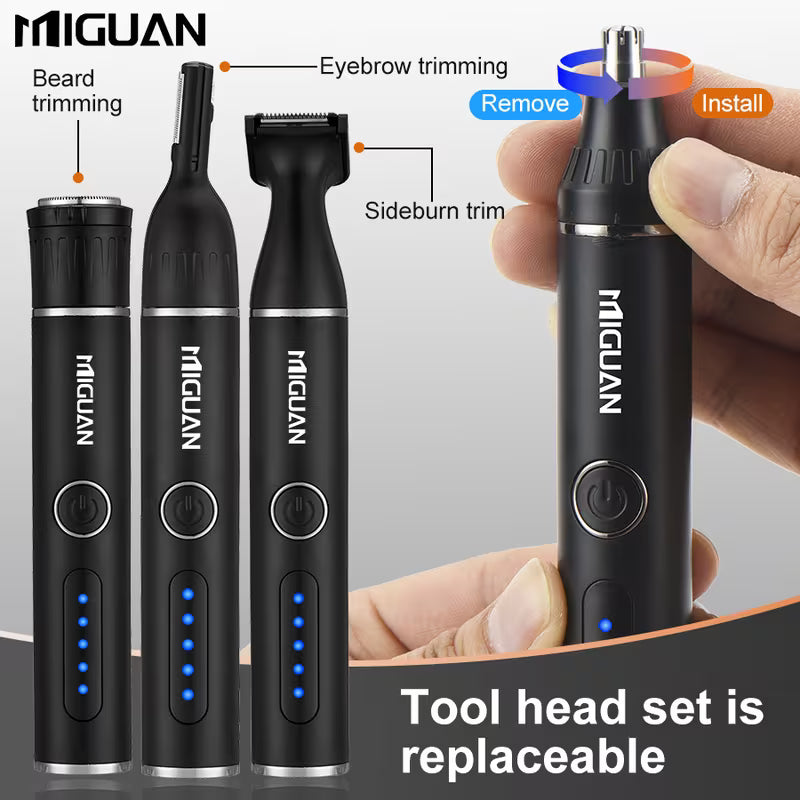 4-in-1 USB Grooming Kit – Nose, Ear, Beard & Eyebrow Trimmer for Men