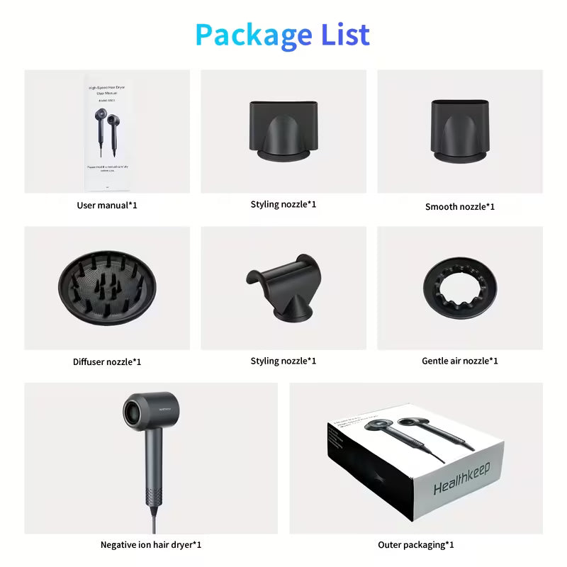 Advanced Ionic Hair Dryer – Rapid Drying with Magnetic Styling Attachments