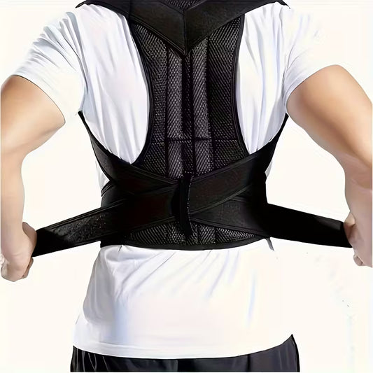 Black Adjustable Adult Back Support Belt & Posture Corrector