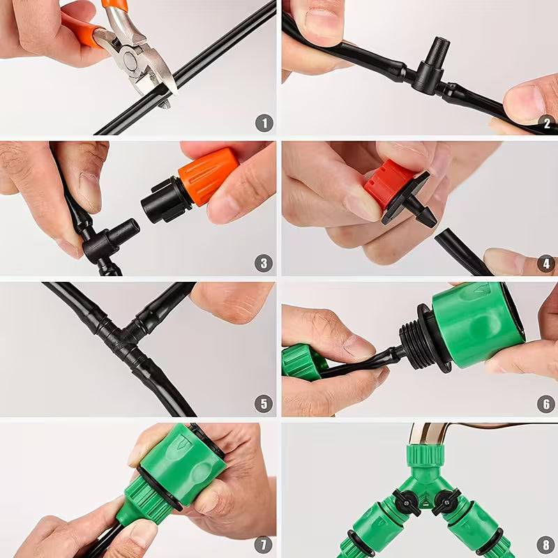 201pcs Garden Drip Irrigation Kit 50M | DIY Water-Saving Irrigation System for Garden, Patio, Greenhouse & Lawn