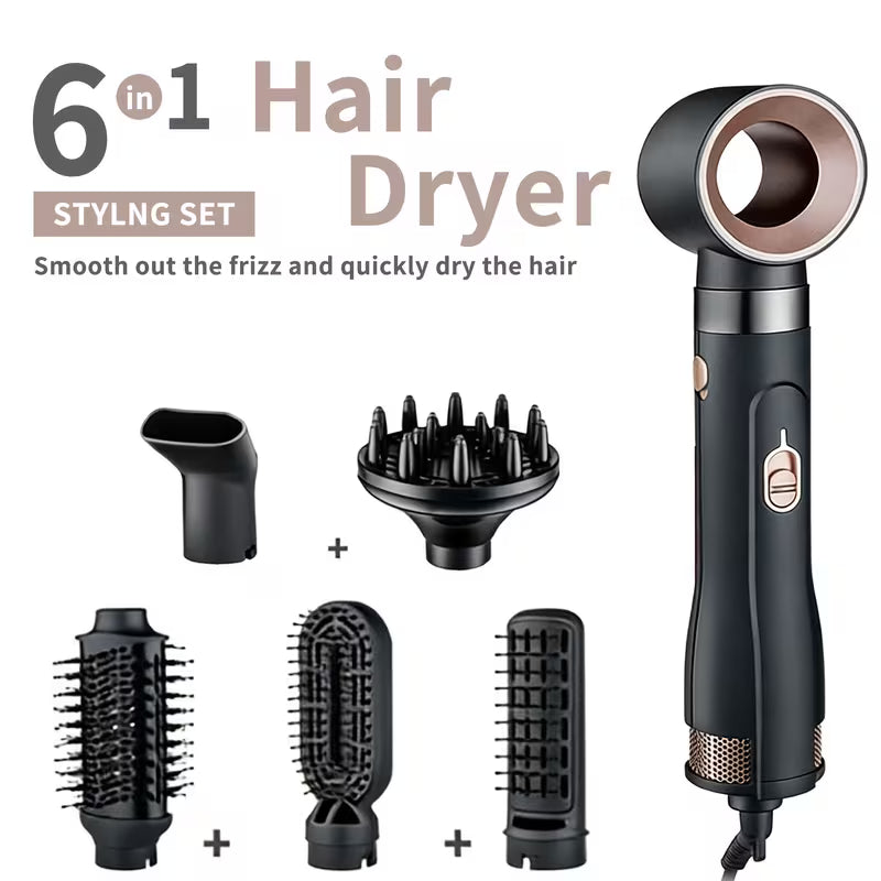 6-in-1 Hair Dryer Brush – Professional Ionic Blow Dryer with Diffuser