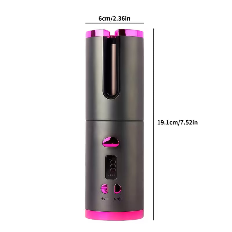 USB Wireless Auto Hair Curler with LCD – 6 Temp Settings