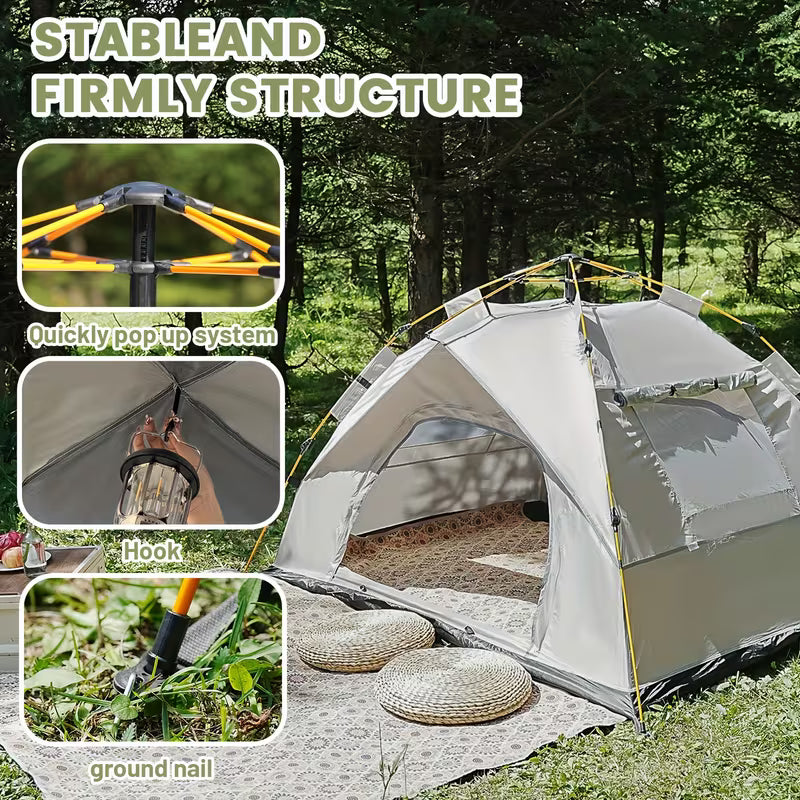 Portable Camping Tent with 2 Doors & 2 Windows