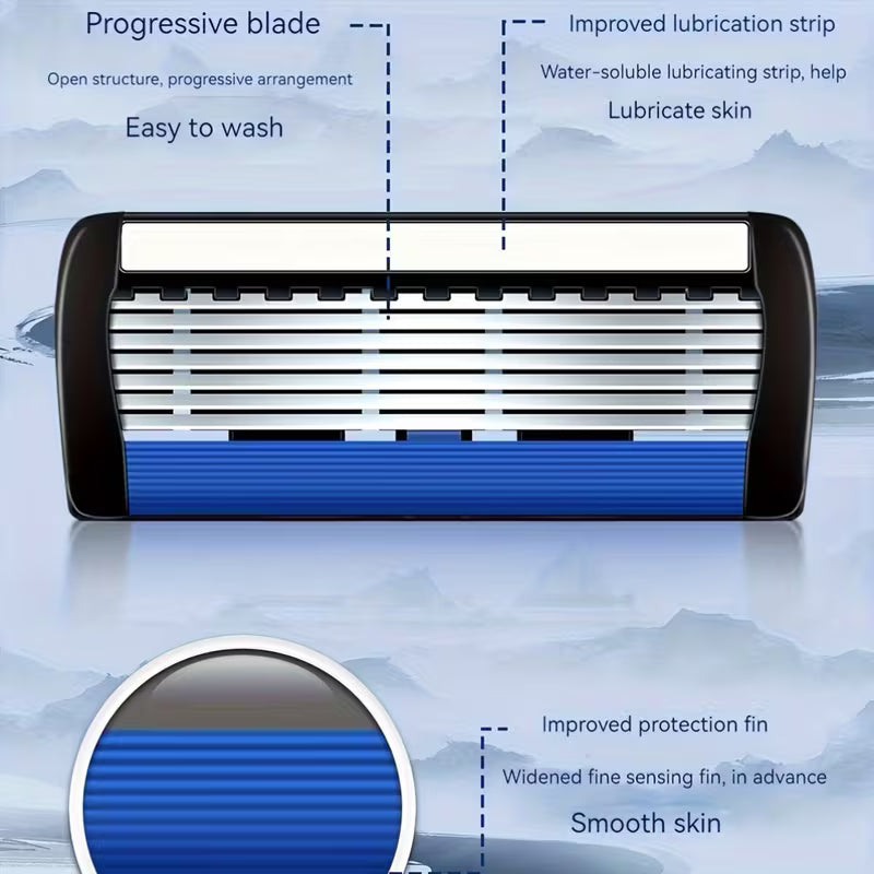Men’s 6-Blade Razor Set – 2 Handles + 24 Refills
