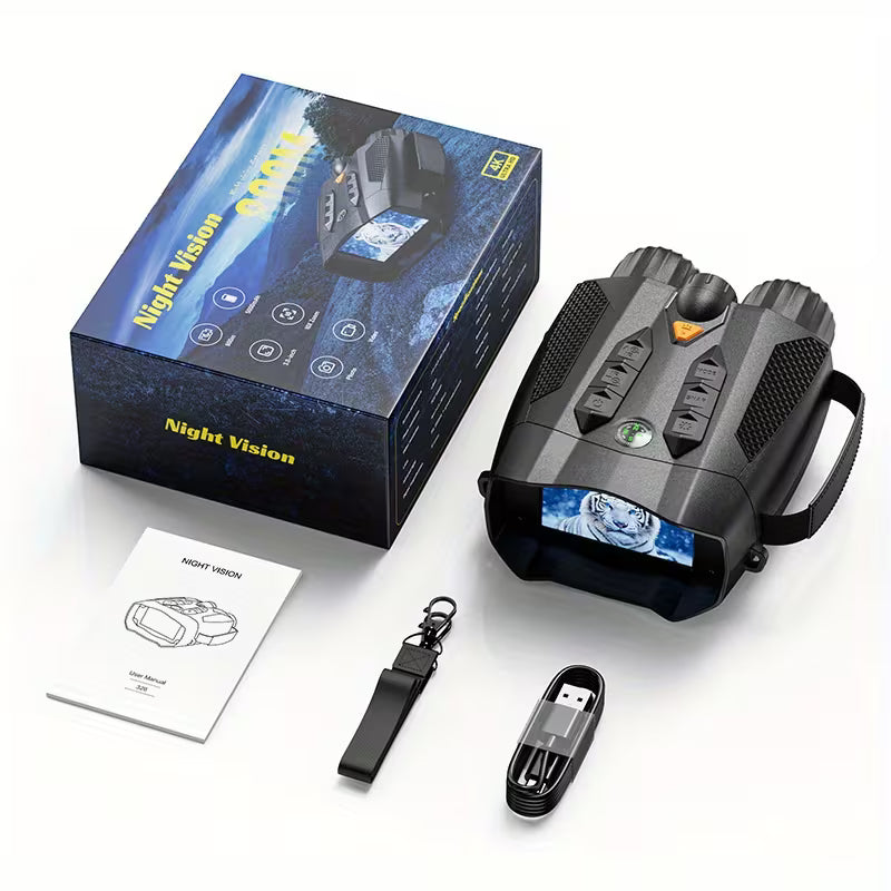 INSKAM 4K Night Vision Binoculars with 7.62cm Display & Flashlight (512GB Support)
