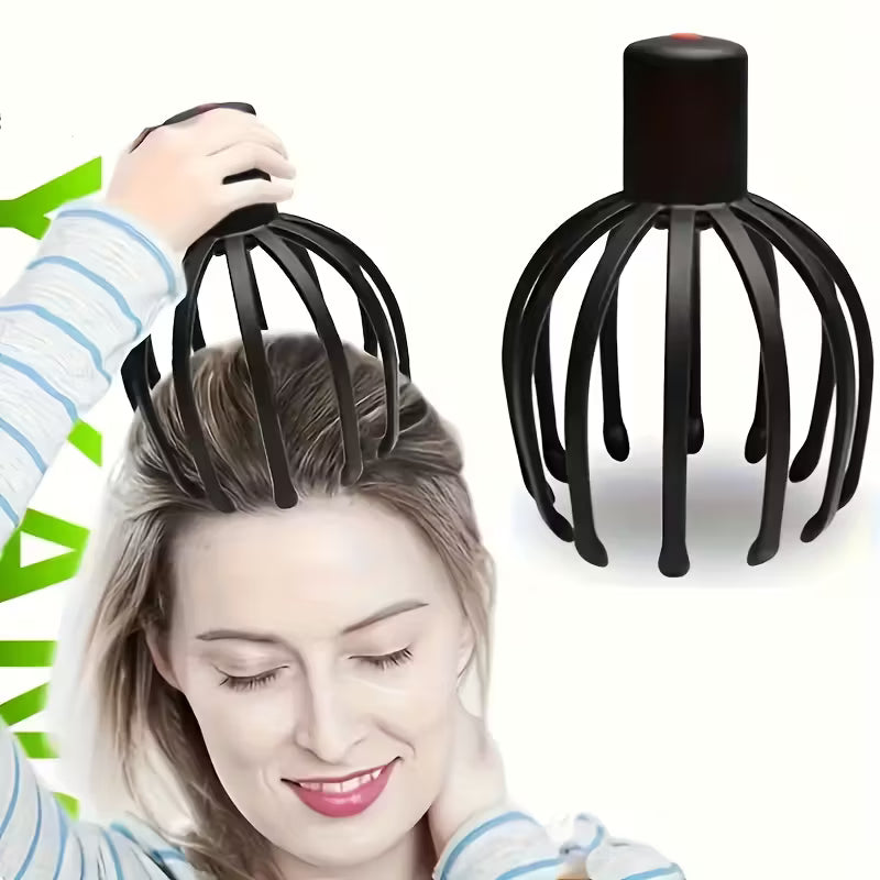 USB Rechargeable 3-Speed Electric Octopus Scalp Massager for Portable Stress Relief.
