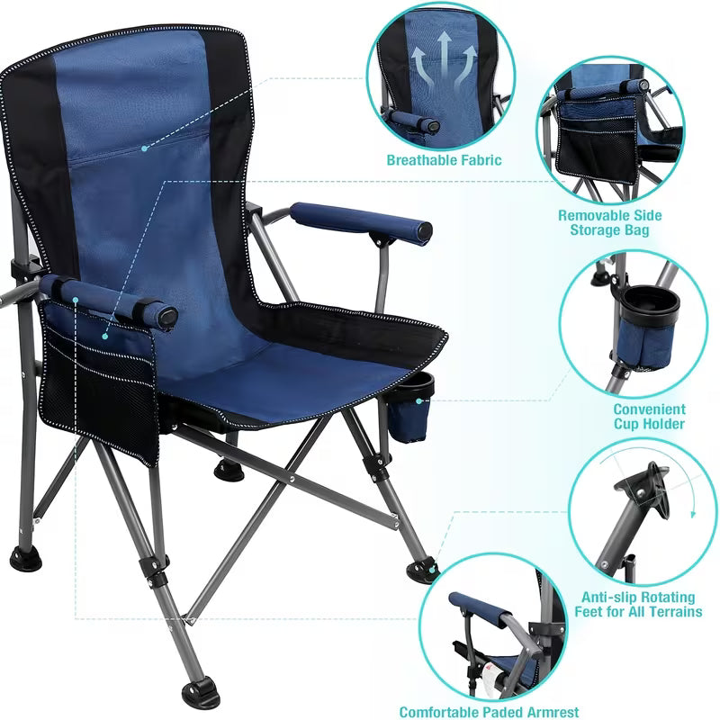 Heavy-Duty Folding Camping Chair – High Back & Cup Holder
