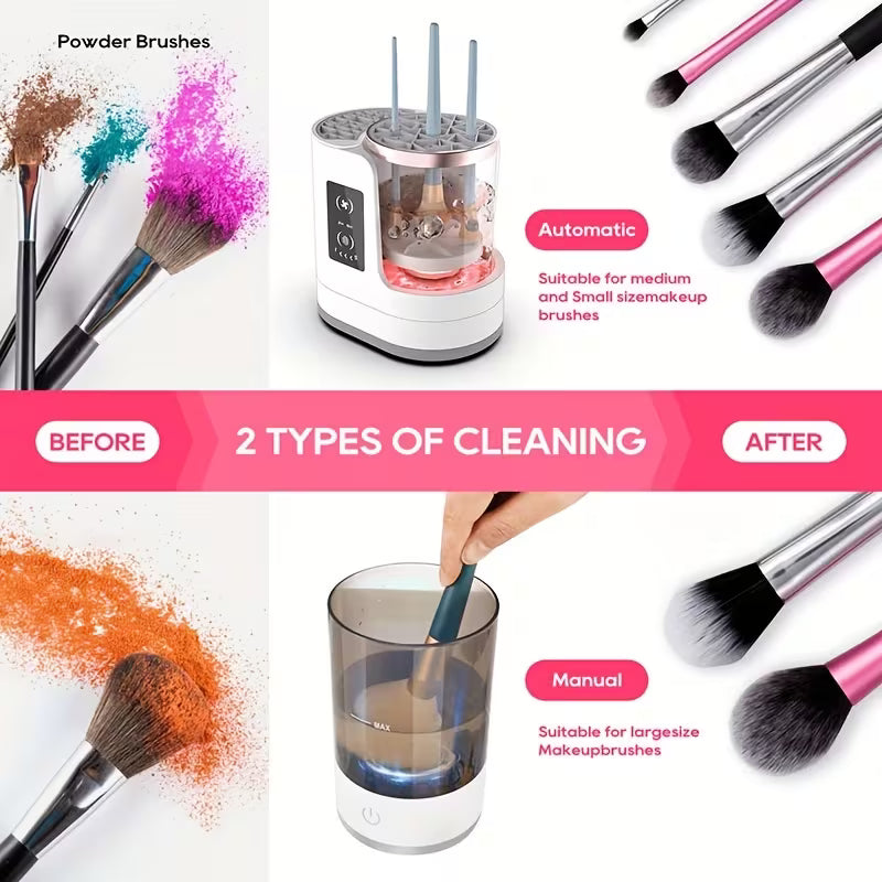 2-in-1 Electric Makeup Brush Cleaner & Dryer – USB Auto Spin