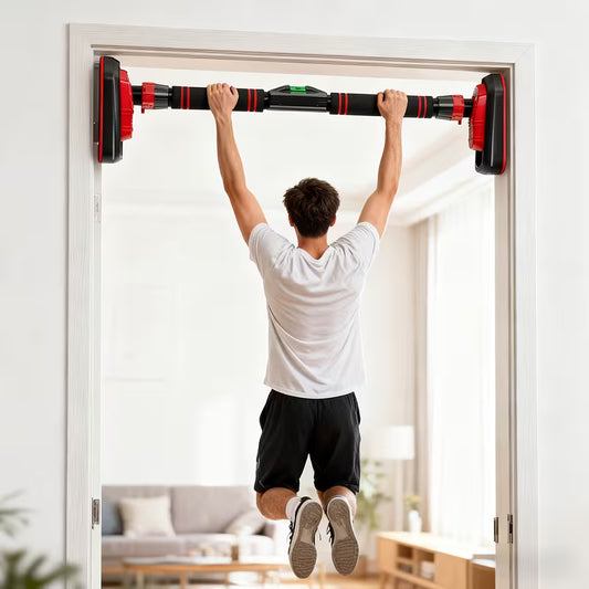 Adjustable No-Drill Door Pull-Up Bar with Level Meter