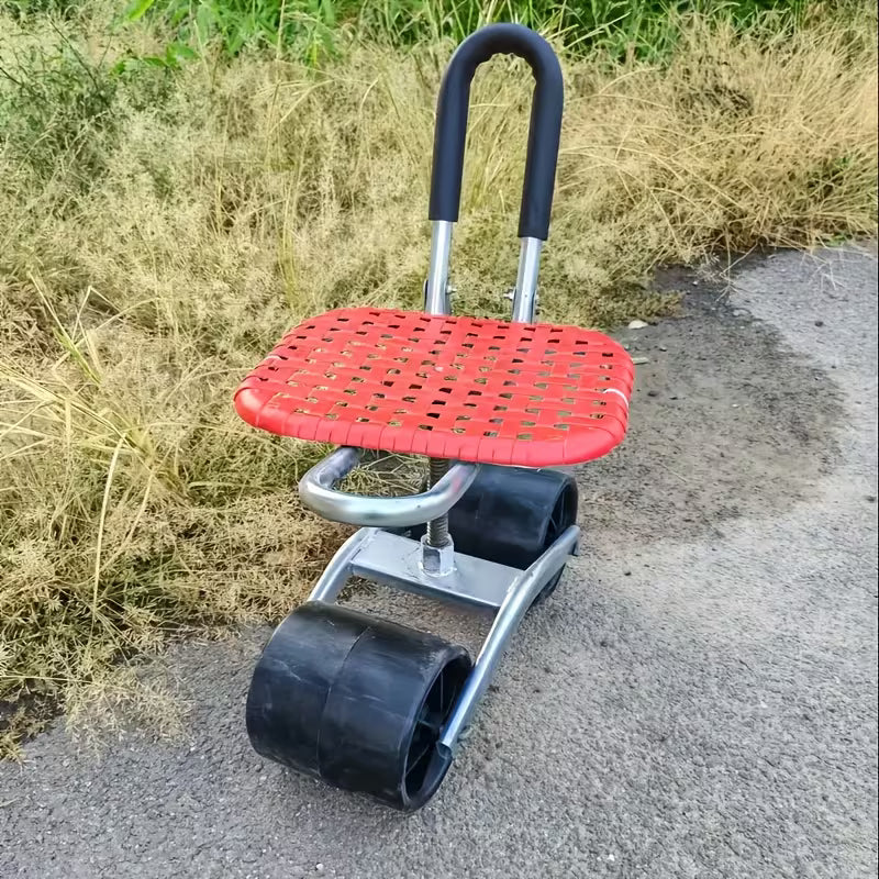 Gardening Stool with Wheels | Rolling Garden Workbench Chair with Casters | Adjustable & No Assembly Required