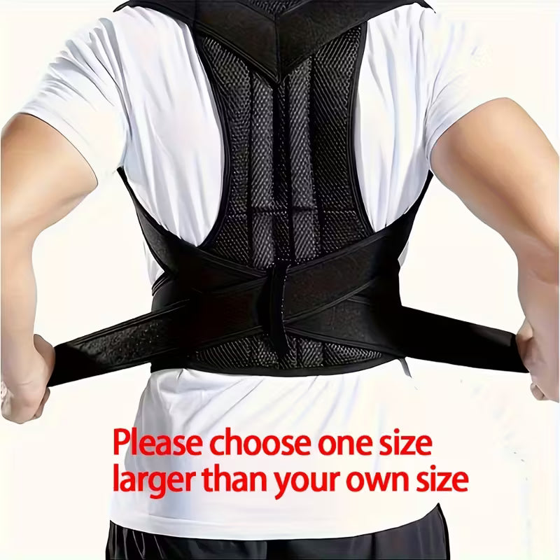 Black Adjustable Adult Back Support Belt & Posture Corrector