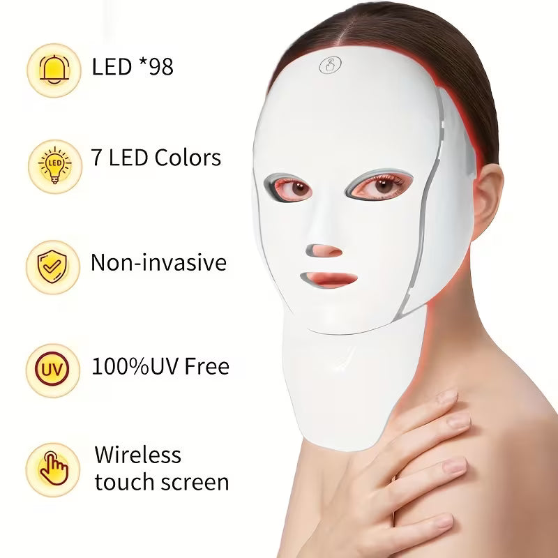 7-Color LED Facial Mask – USB Rechargeable Skincare Therapy Mask for Glowing Skin