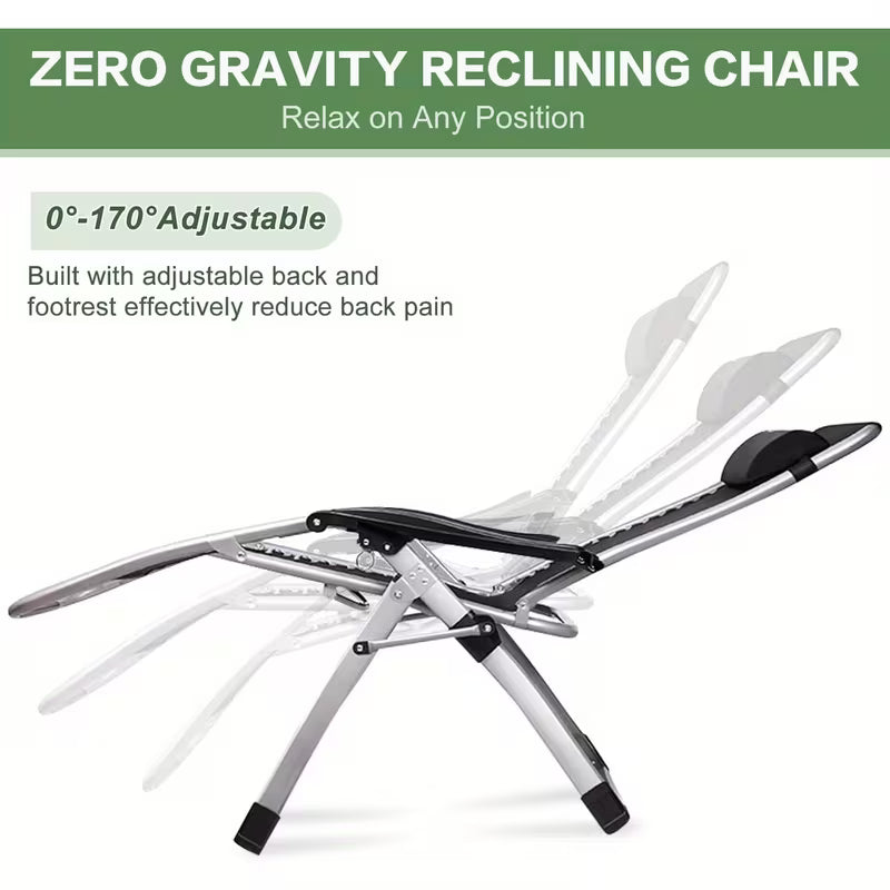 Heavy-Duty Zero Gravity Lounge Chair with Cushion & Cup Holder