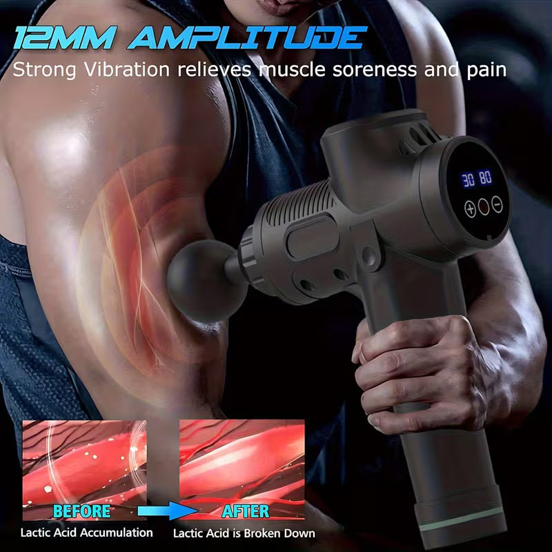 Deep Tissue Massage Gun – 10 Percussion Heads with Quiet Motor