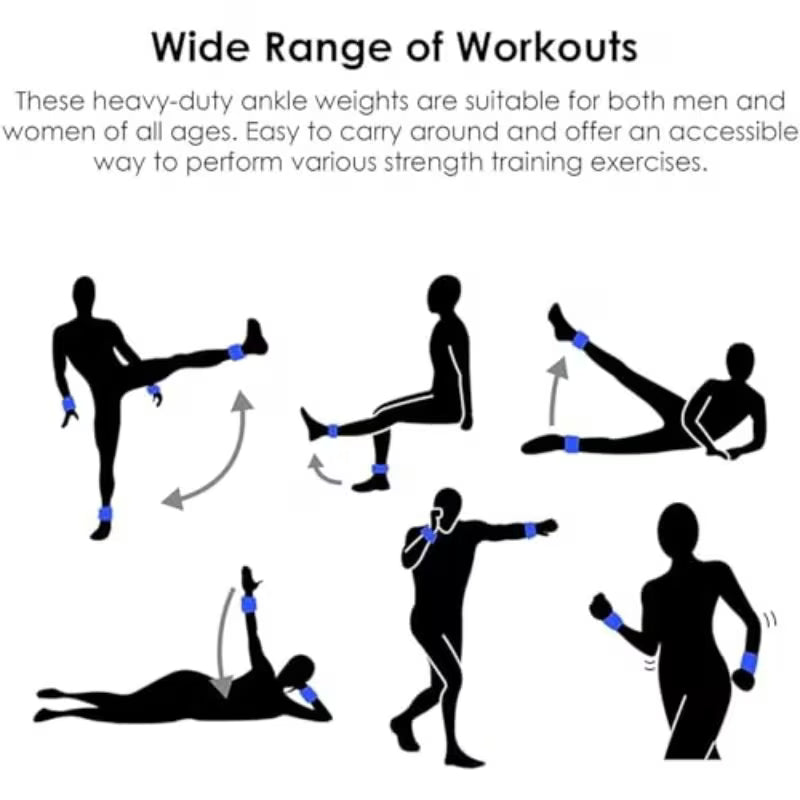 2 Pack Adjustable 0.5kg Ankle & Wrist Weights for Fitness Training