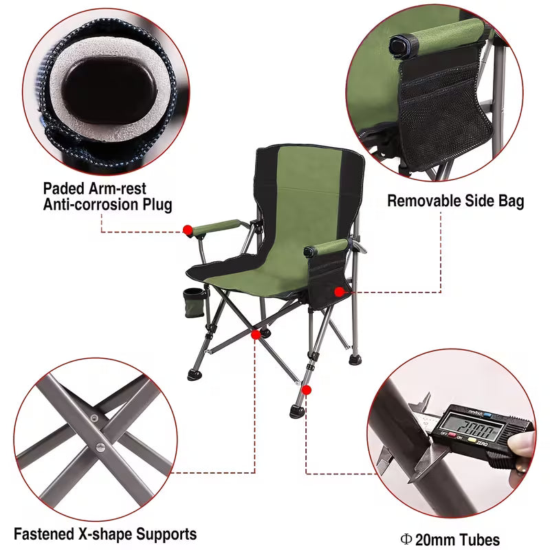 Heavy-Duty Folding Camping Chair – High Back & Cup Holder