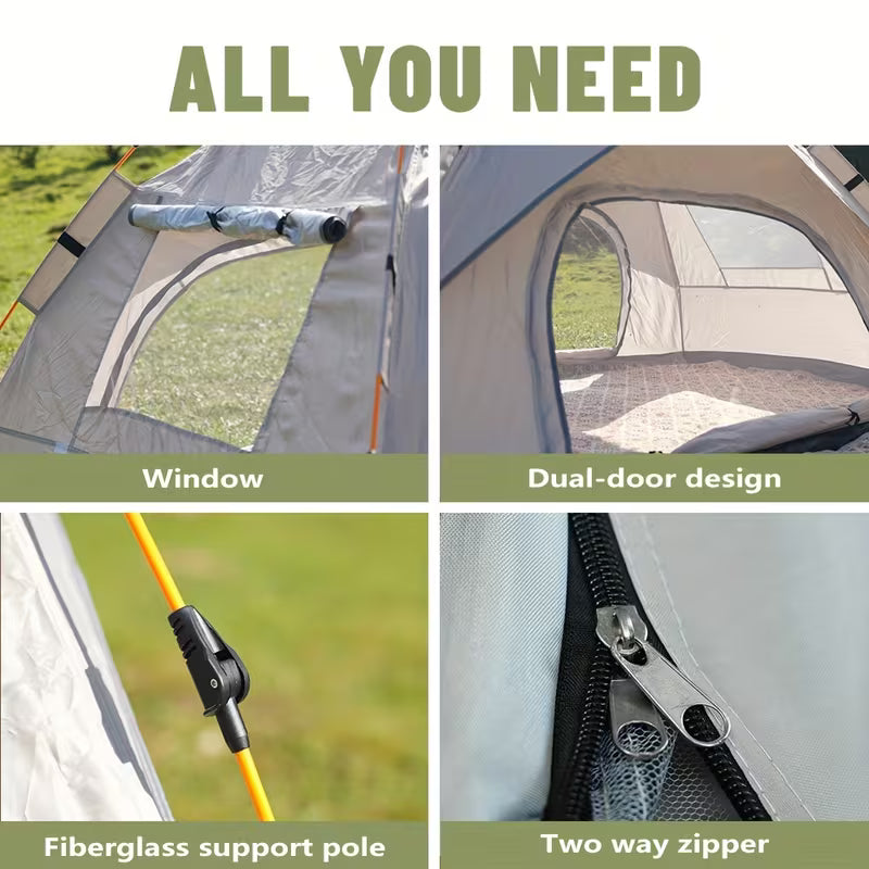 Portable Camping Tent with 2 Doors & 2 Windows