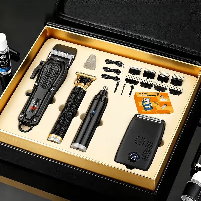 Premium Men’s Grooming Kit – Cordless Trimmer Set with LCD