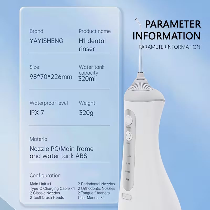 MORX USB Rechargeable Water Flosser – 320ML Portable Oral Cleaner