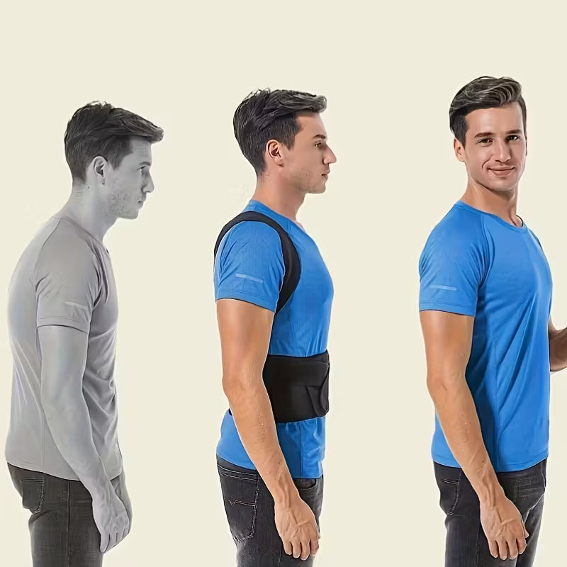 Black Adjustable Adult Back Support Belt & Posture Corrector